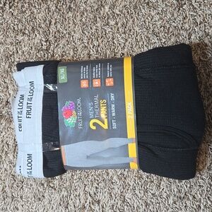 XL Men's Thermal Pants Fruit of the Loom 2 Pack Wicks Moisture Waffle Fabric